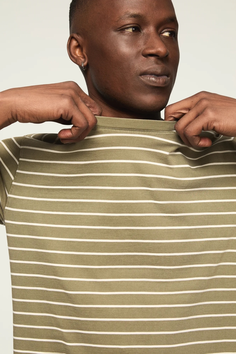 STRIPED SHORT SLEEVE SUPIMA CREW NECK TEE, image 1