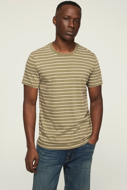 STRIPED SHORT SLEEVE SUPIMA CREW NECK TEE, image 2
