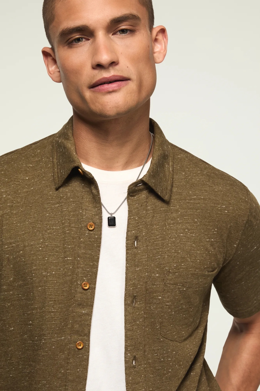 LINEN KNIT BUTTON UP SHIRT, image 2