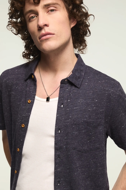 LINEN KNIT BUTTON UP SHIRT, image 1
