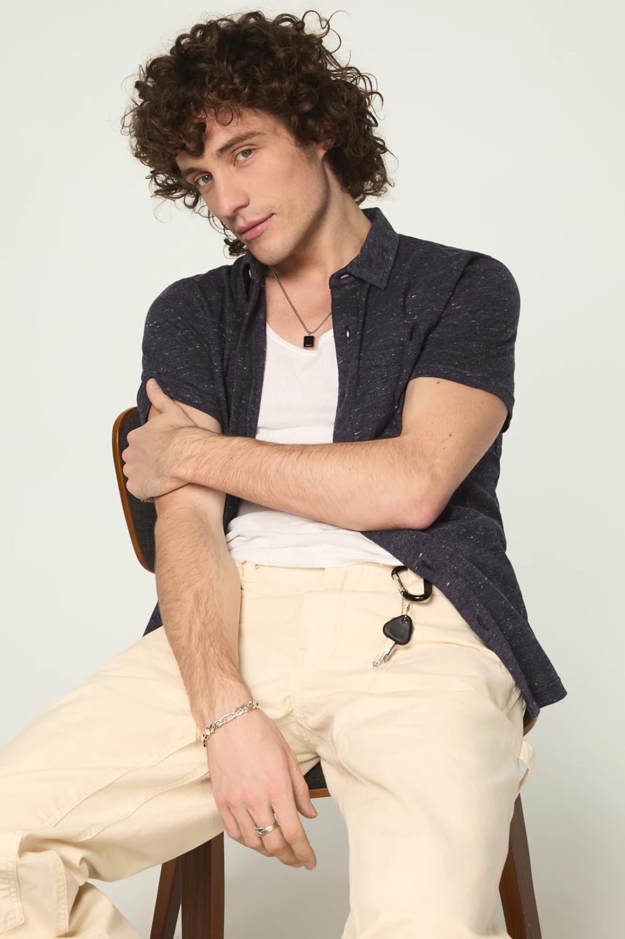 LINEN KNIT BUTTON UP SHIRT, image 5