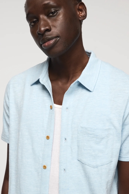 LINEN KNIT BUTTON UP SHIRT, image 1