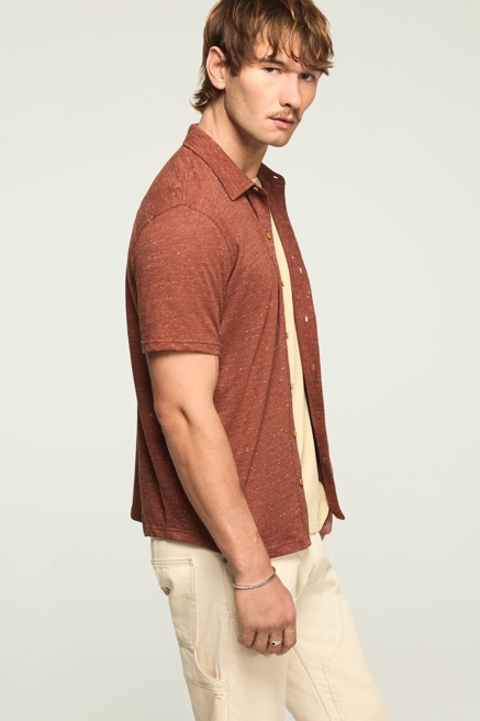 LINEN KNIT BUTTON UP SHIRT, image 4