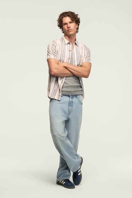 STRIPED LINEN SHORT SLEEVE BUTTON UP SHIRT, image 2