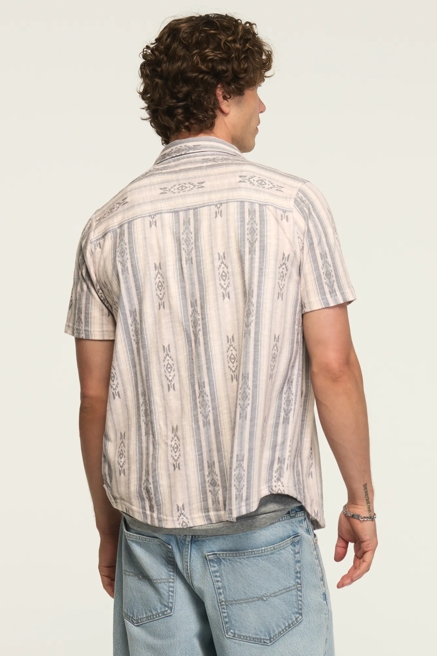 STRIPED LINEN SHORT SLEEVE BUTTON UP SHIRT, image 3