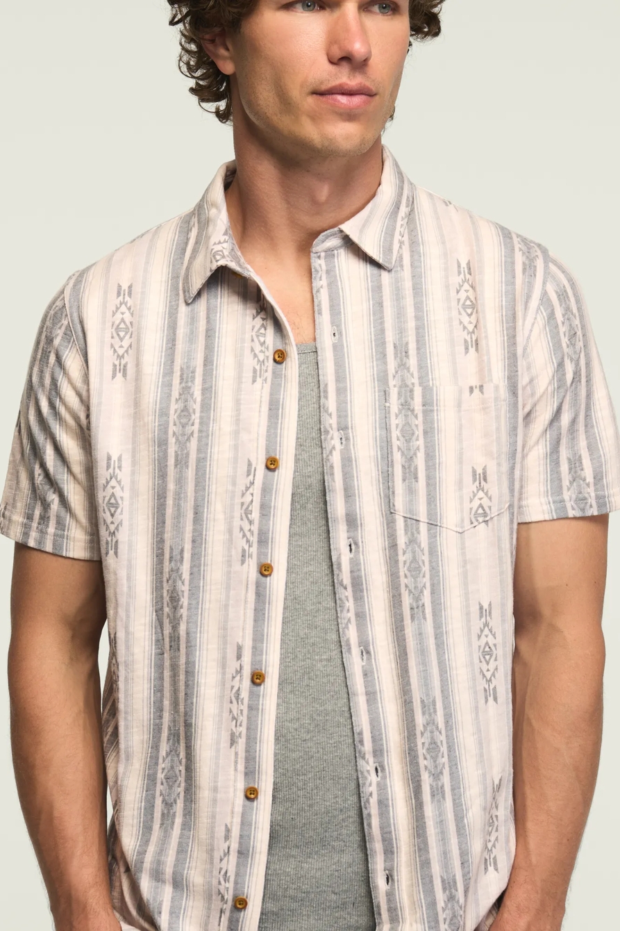 STRIPED LINEN SHORT SLEEVE BUTTON UP SHIRT, image 5
