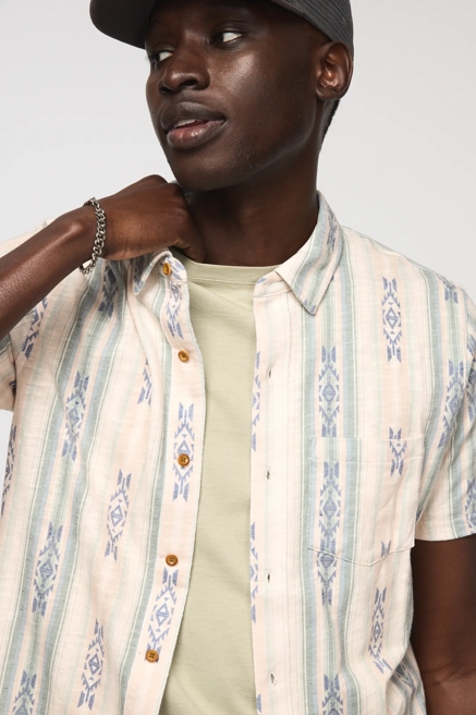 STRIPED LINEN SHORT SLEEVE BUTTON UP SHIRT, image 2