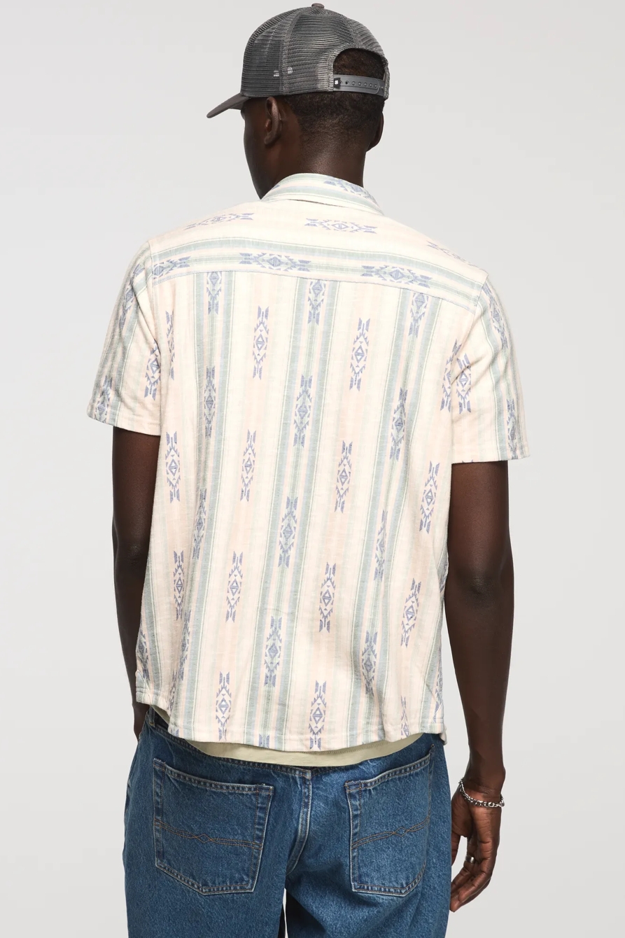 STRIPED LINEN SHORT SLEEVE BUTTON UP SHIRT, image 3