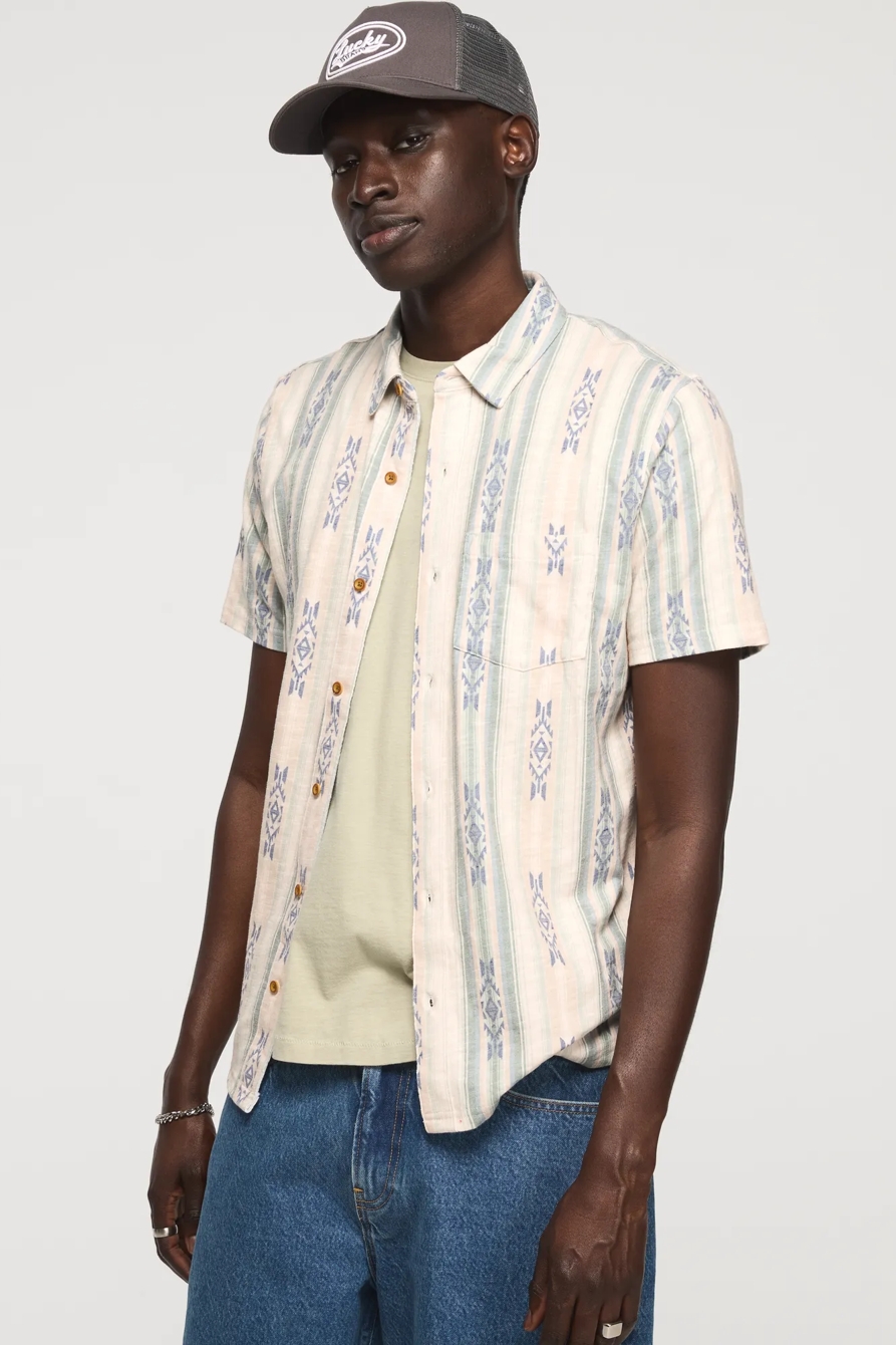STRIPED LINEN SHORT SLEEVE BUTTON UP SHIRT, image 4