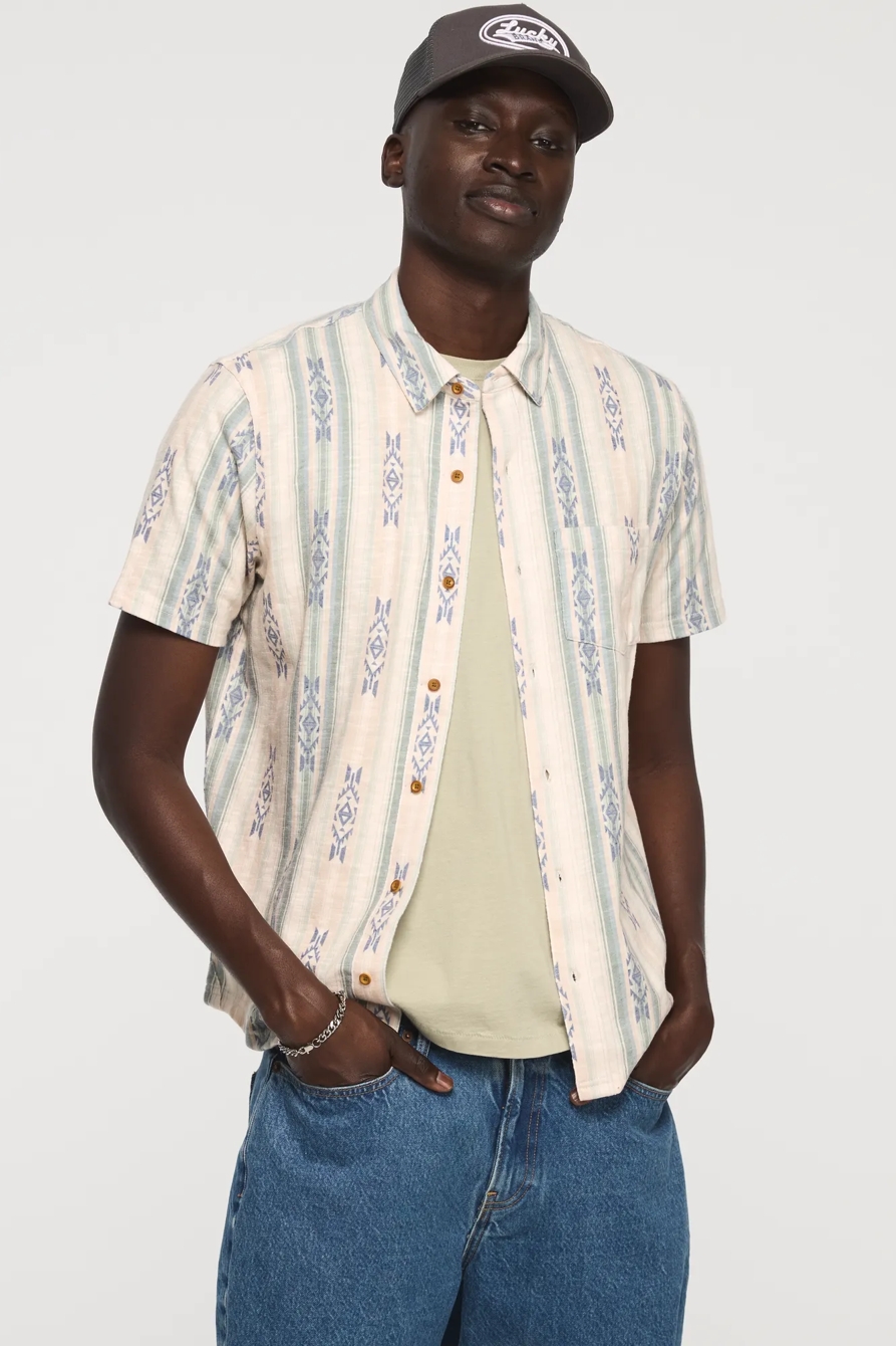 STRIPED LINEN SHORT SLEEVE BUTTON UP SHIRT, image 5