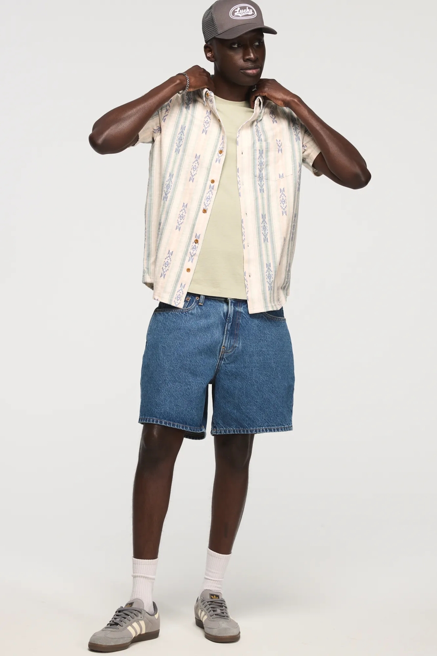 STRIPED LINEN SHORT SLEEVE BUTTON UP SHIRT, image 6