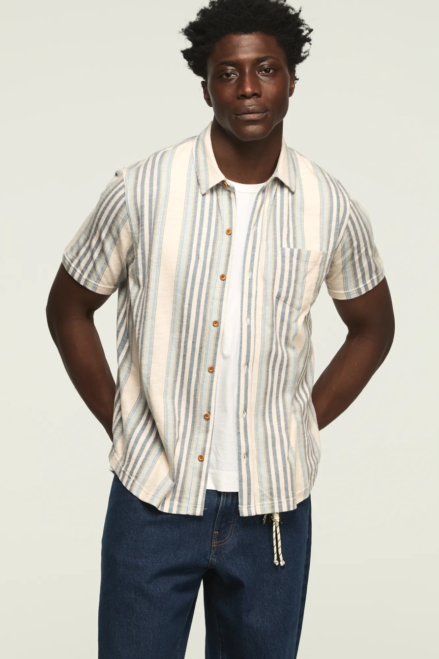 SOUTHWESTERN LINEN SHORT SLEEVE BUTTON UP SHIRT, image 1