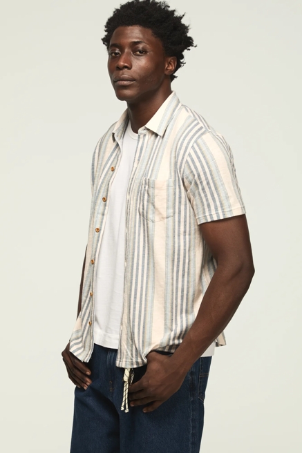 STRIPED LINEN SHORT SLEEVE BUTTON UP SHIRT, image 4