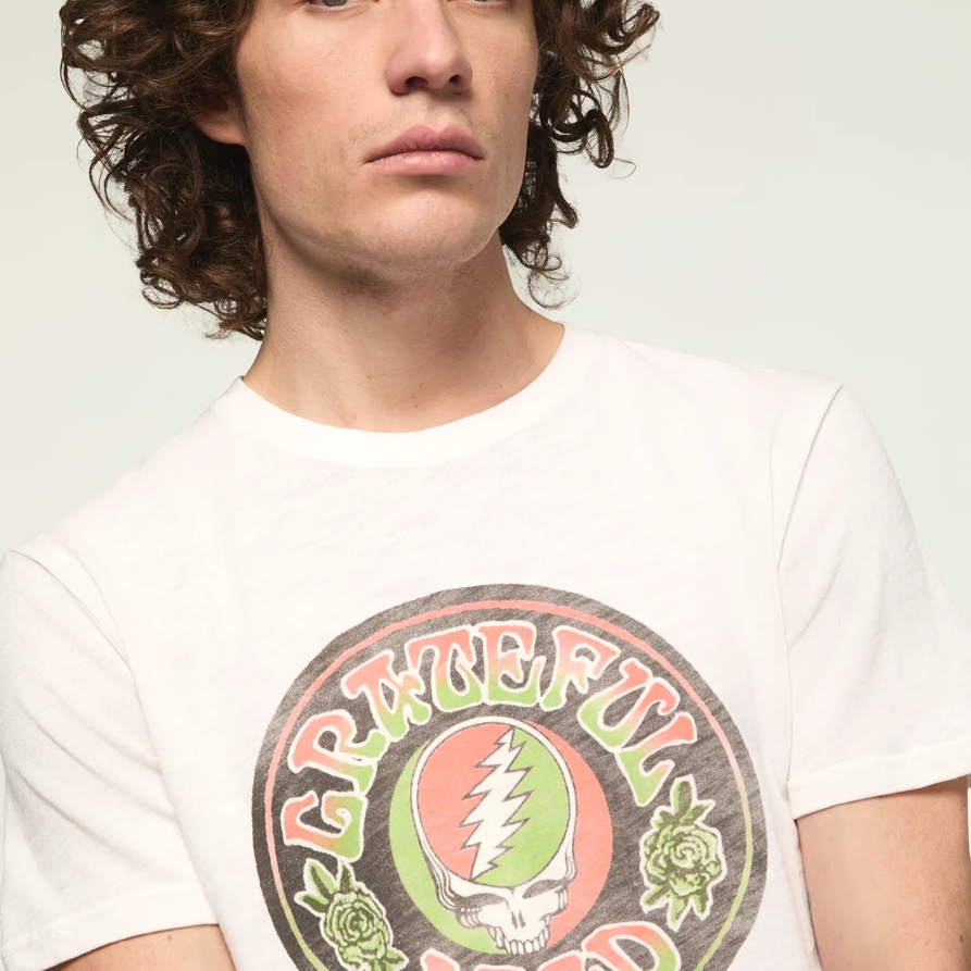 Lucky Brand Grateful Dead Circle Tee - Men's Clothing Tops Shirts Tee Graphic T Shirts in Bright White