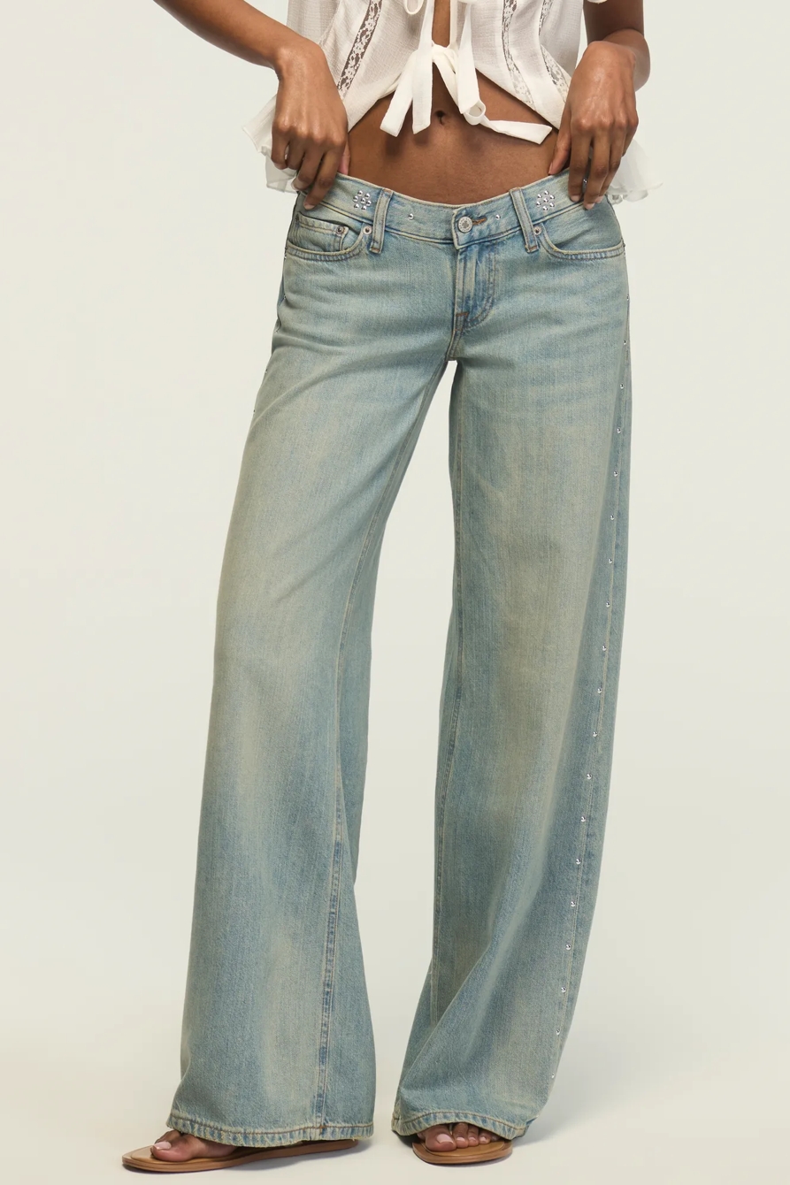 EMBELLISHED SUPER LOW RISE ULTRA WIDE, image 2