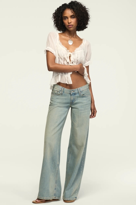 EMBELLISHED SUPER LOW RISE ULTRA WIDE, image 4