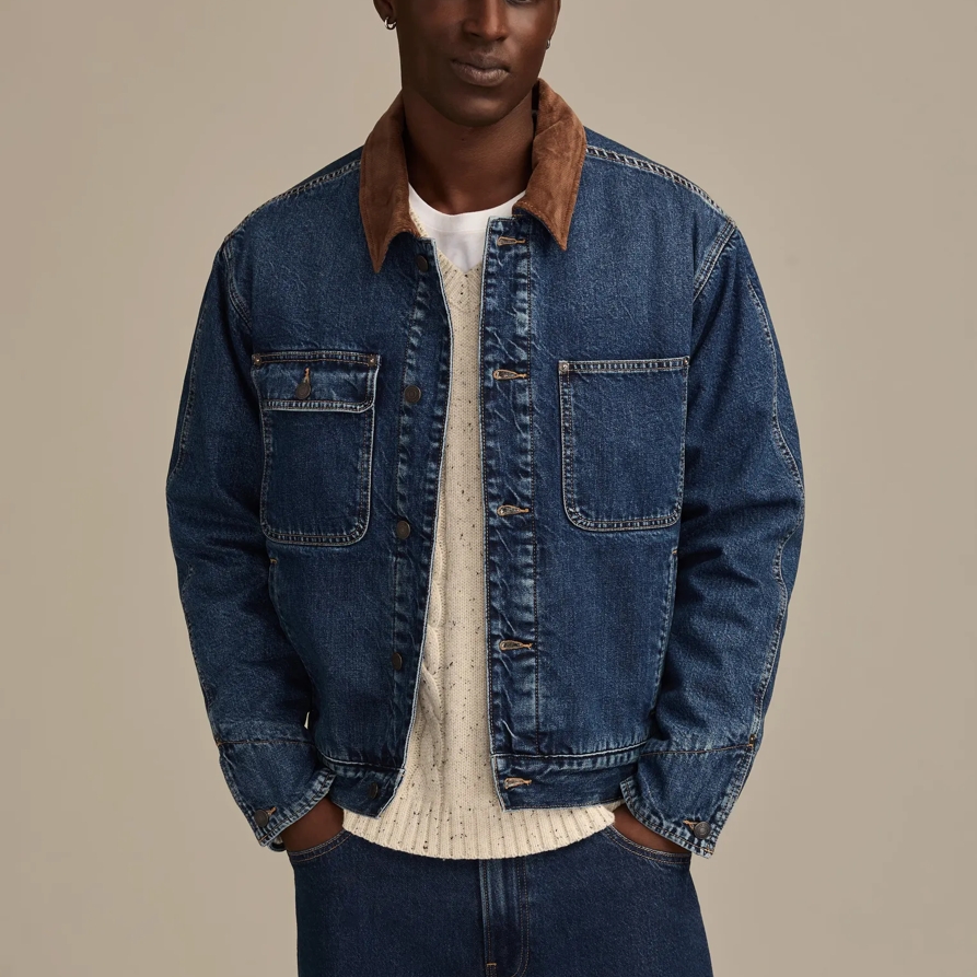 Lucky Brand Corduroy Collar Denim Jacket – Men’s Clothing Outerwear Jackets Coats