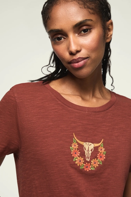FLORAL STEER SKULL CLASSIC CREW, image 1