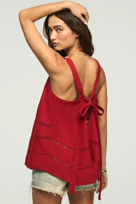LINEN LACE TRIMMED TANK, image 1