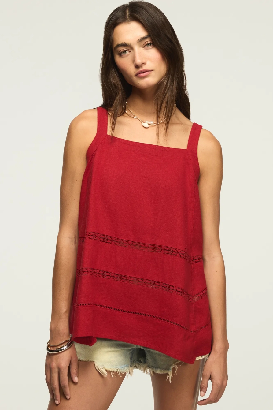 LINEN LACE TRIMMED TANK, image 2