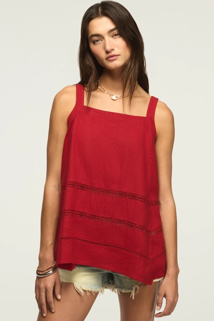 LINEN LACE TRIMMED TANK, image 2