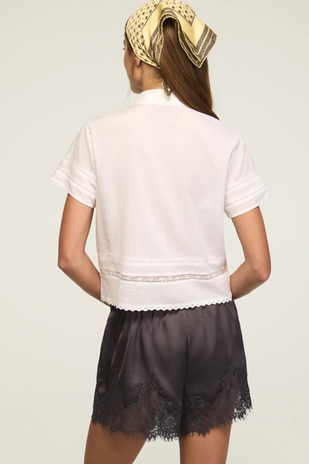 LACE TRIMMED CAMP SHIRT, image 3