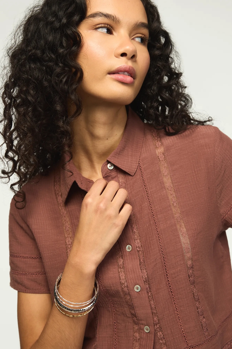 LACE TRIMMED CAMP SHIRT, image 2