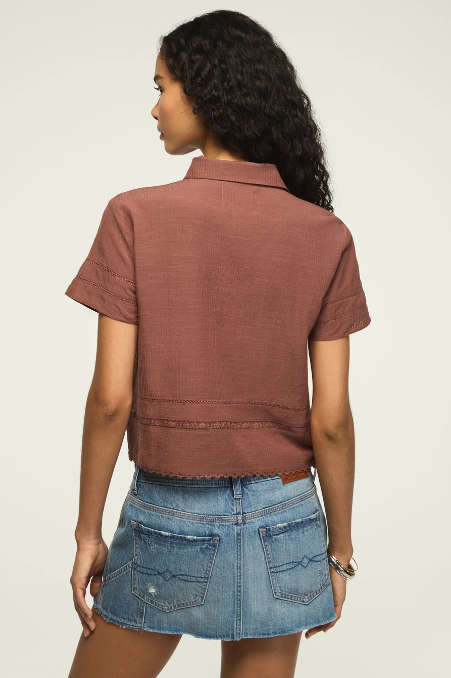 LACE TRIMMED CAMP SHIRT, image 3