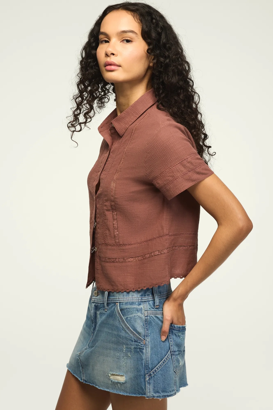 LACE TRIMMED CAMP SHIRT, image 4