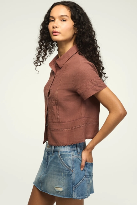 LACE TRIMMED CAMP SHIRT, image 4