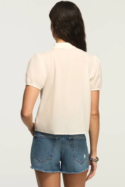 SHORT SLEEVE EMBROIDERED PETER PAN PEASANT TOP, image 3