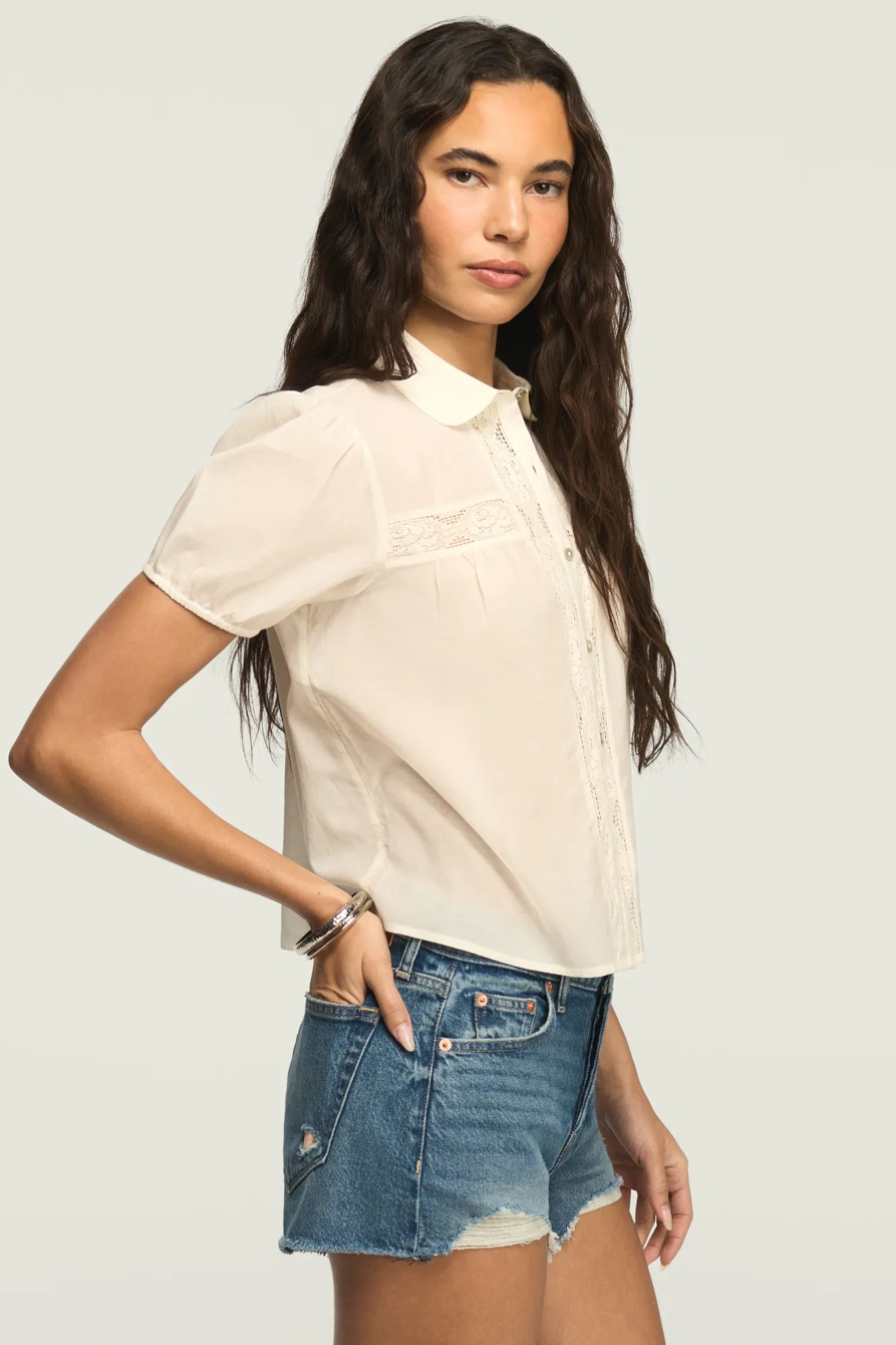 SHORT SLEEVE EMBROIDERED PETER PAN PEASANT TOP, image 4