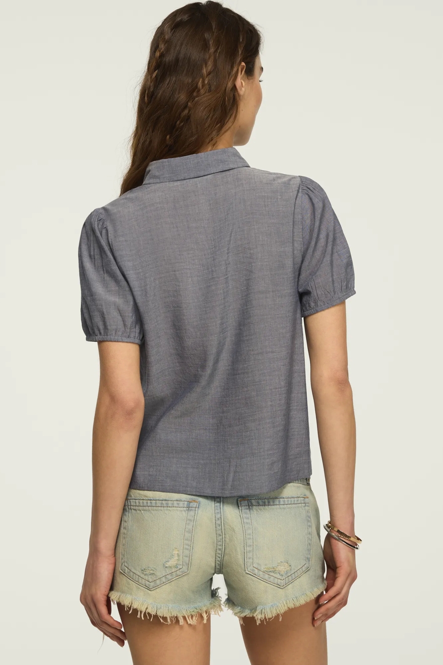 SHORT SLEEVE EMBROIDERED PETER PAN PEASANT TOP, image 3