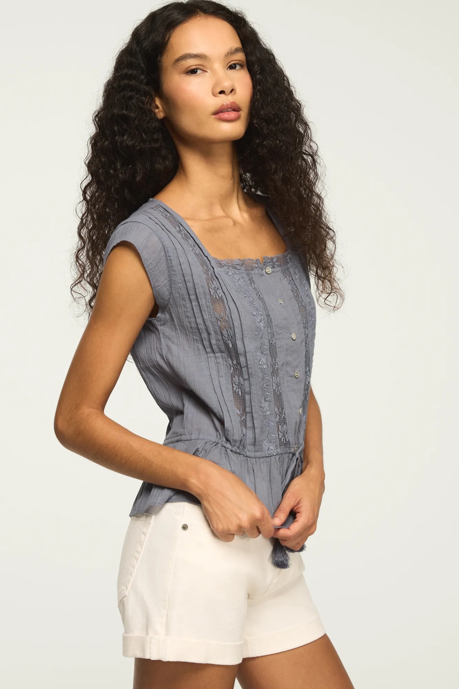 SHORT SLEEVE LACE SQUARE NECK TOP, image 4