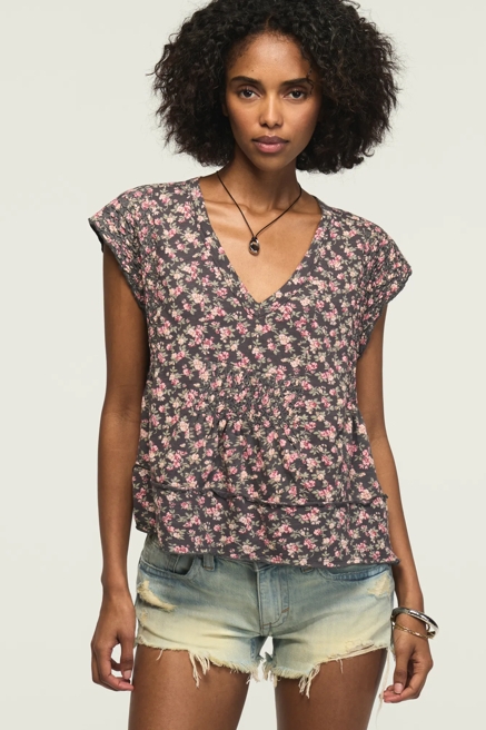 SMOCKED DOLMAN SWING TEE, image 1
