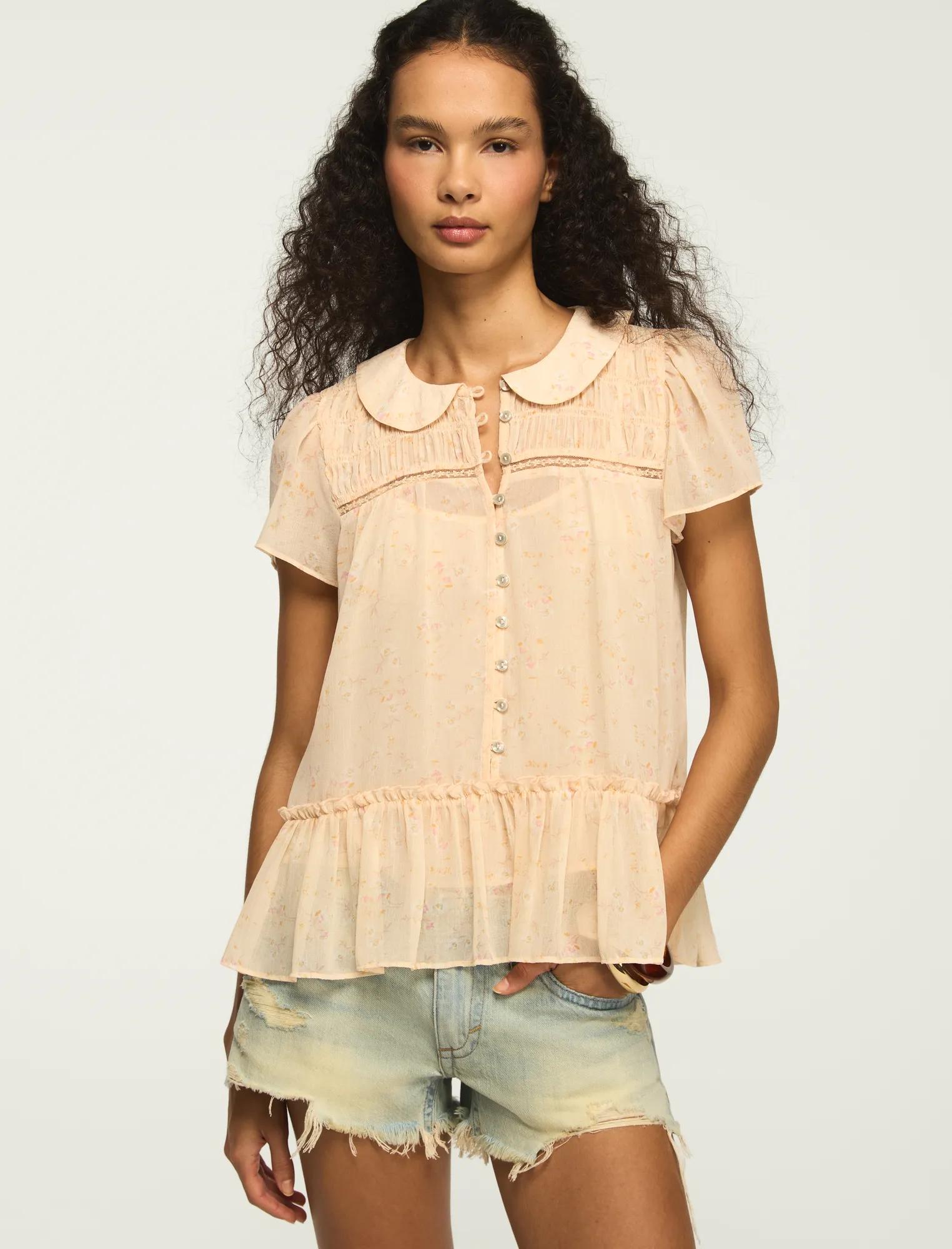 ruched henley swing top