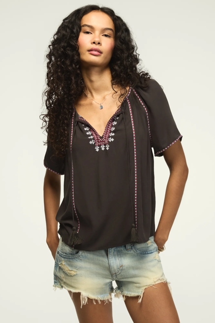 SHORT SLEEVE EMBROIDERED PEASANT, image 1