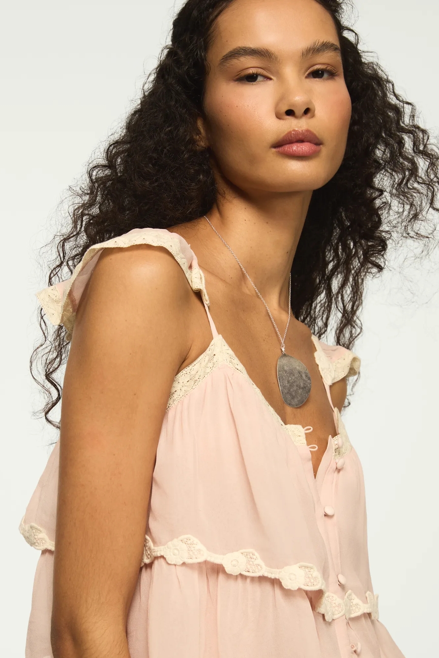 LACE TRIMMED FLUTTER TANK, image 2