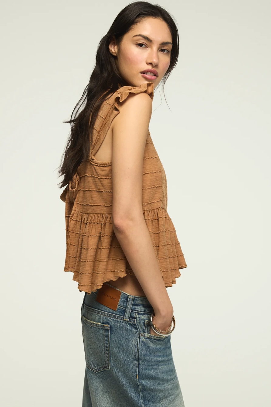 EMBROIDERED FLUTTER PEPLUM TOP, image 4