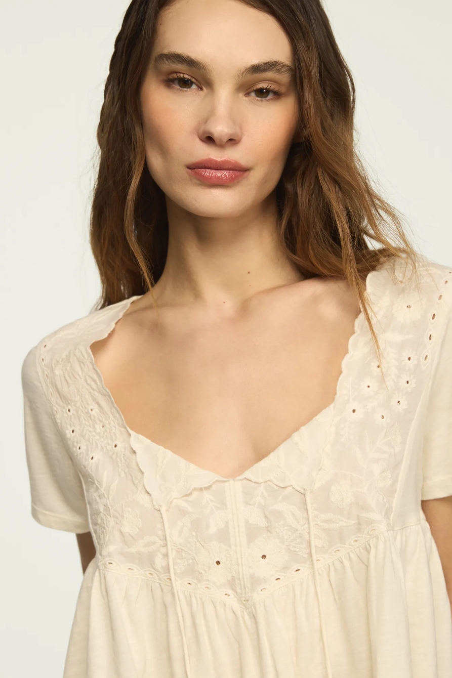 EMBROIDERED YOKE TASSLE TOP, image 2