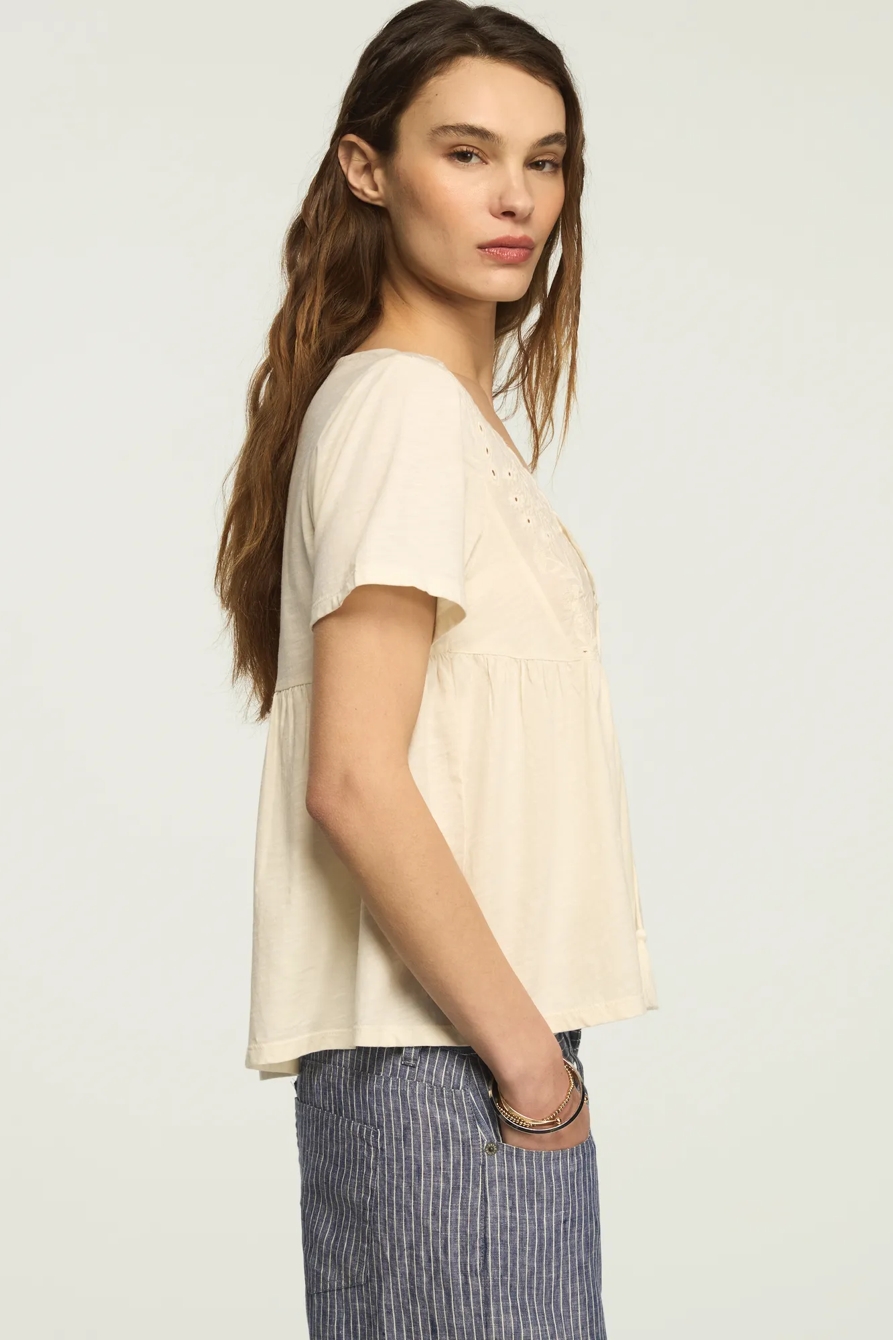 EMBROIDERED YOKE TASSLE TOP, image 4
