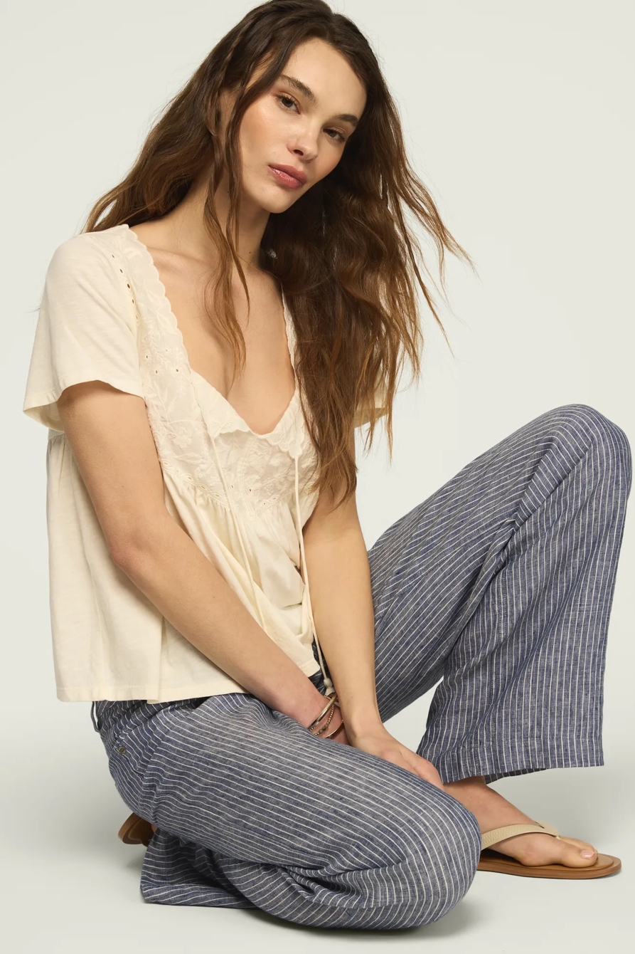 EMBROIDERED YOKE TASSLE TOP, image 5