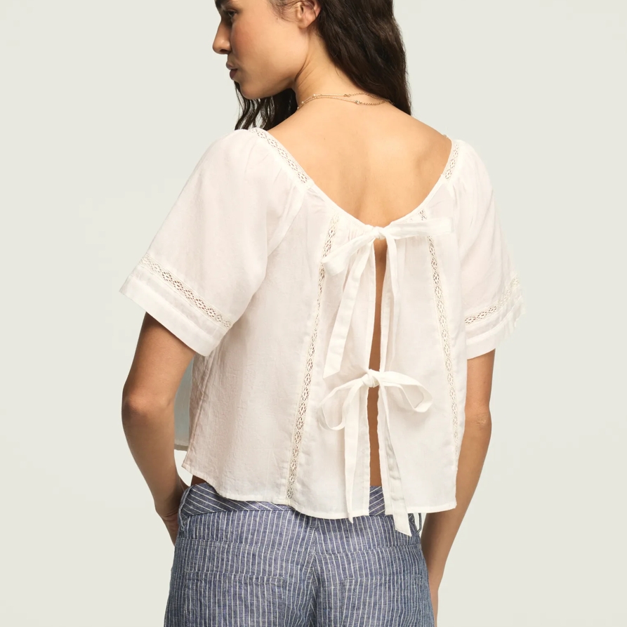 Lucky Brand Lace Tie Back Top - Women's Clothing Tops Tees Shirts