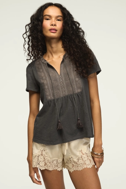 EMBROIDERED PEASANT TEE, image 1