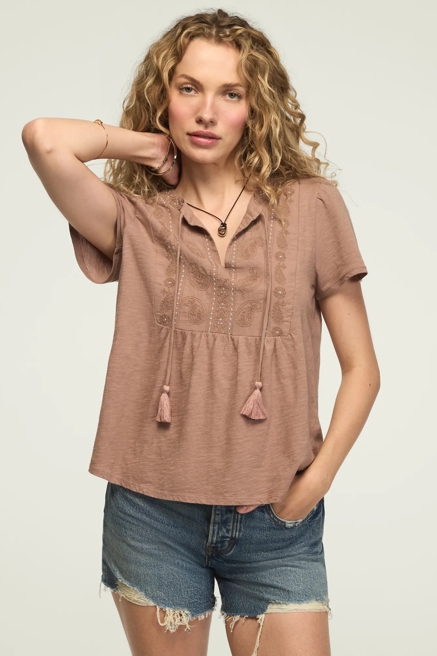 EMBROIDERED PEASANT TEE, image 1