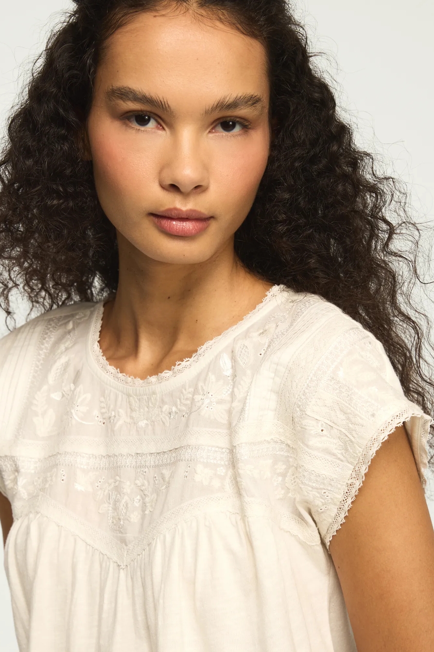 EMBROIDERED DOLMAN YOKE TOP, image 2