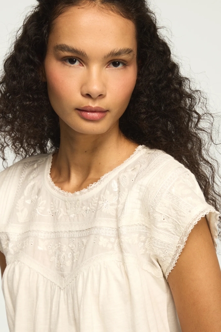EMBROIDERED DOLMAN YOKE TOP, image 2
