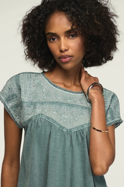 EMBROIDERED DOLMAN YOKE TOP, image 2