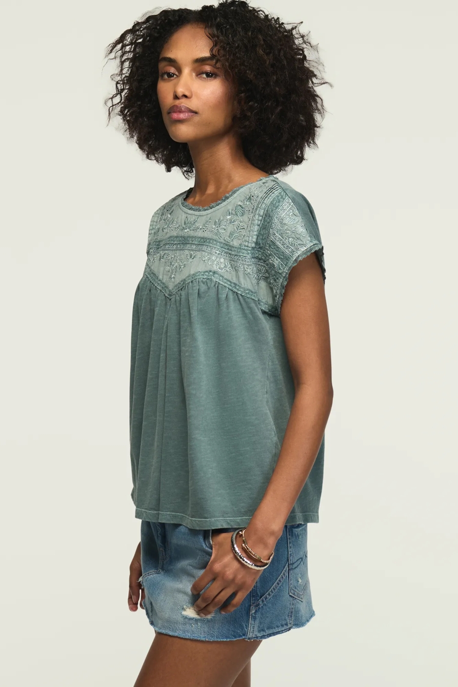 EMBROIDERED DOLMAN YOKE TOP, image 4