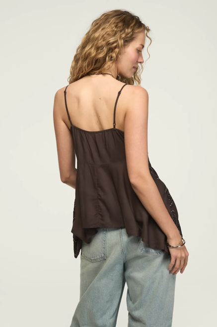 ALLOVER EMBROIDERED HANKY HEM TANK, image 3